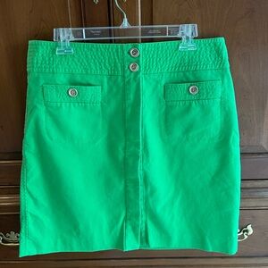 Vibrant Green Button-Front Skirt